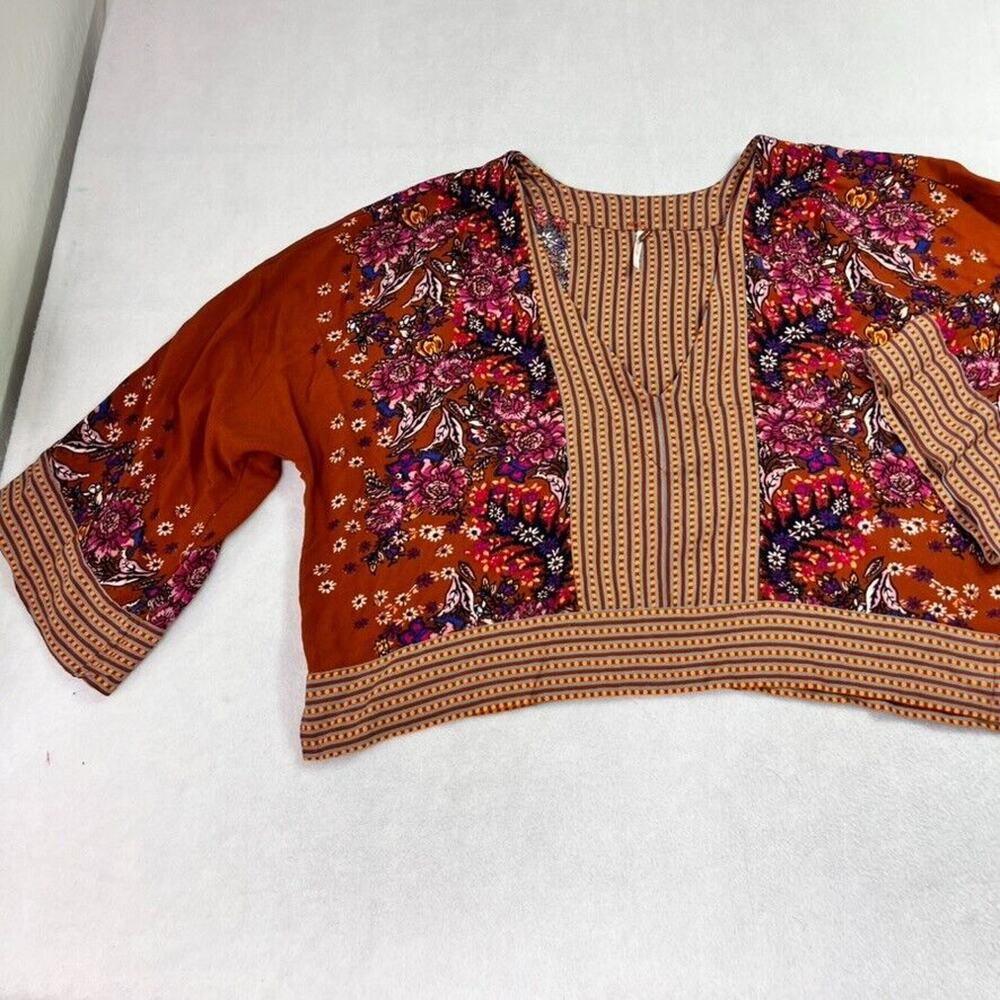 Free People Floral Boxy Peasant Boho Blouse in Rust - Picture 3 of 11